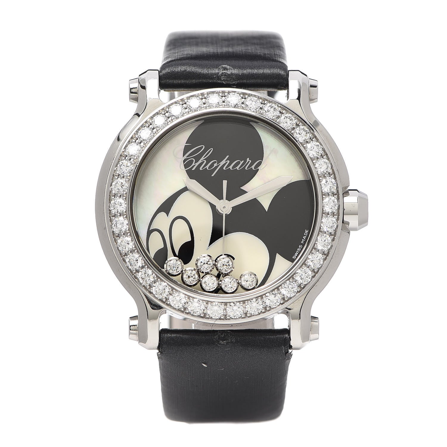 Chopard Stainless Steel Satin Diamond Bezel Mother of Pearl 36mm Happy Sport Mickey Mouse Quartz Watch 1 of 4