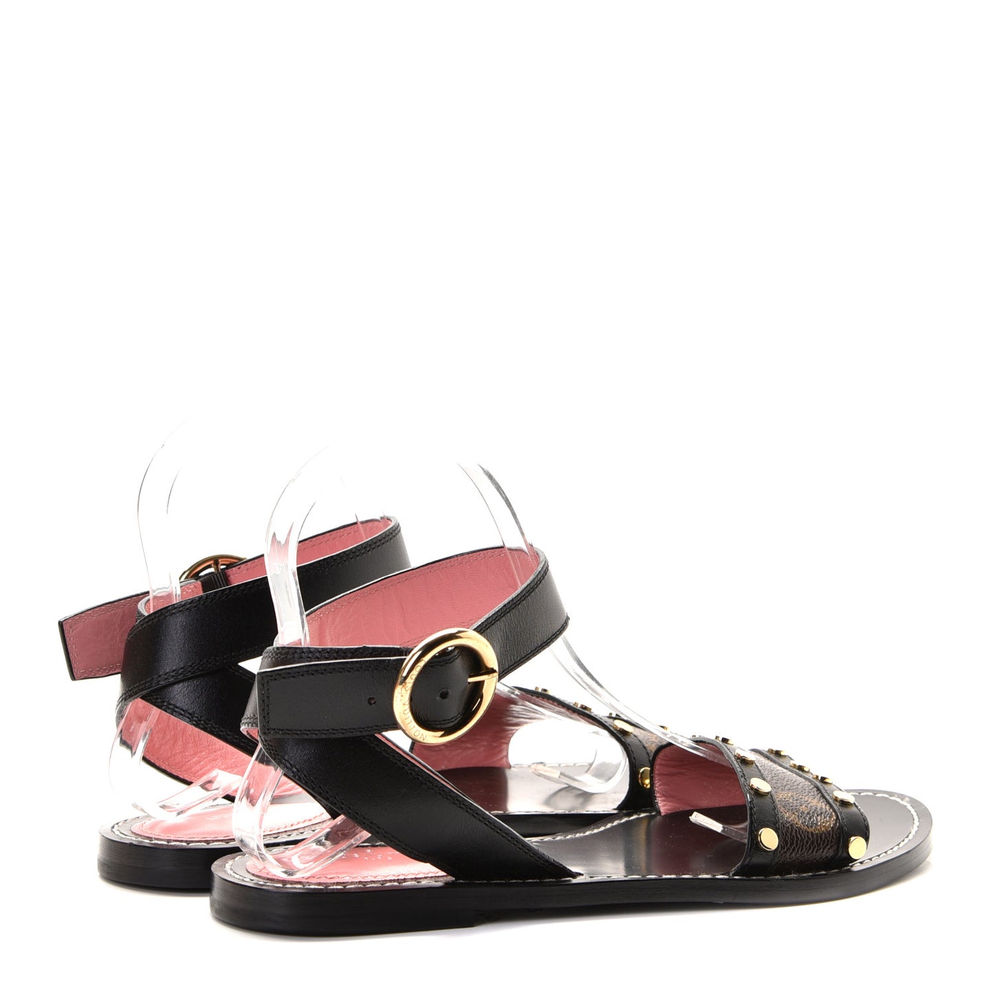 Calfskin Monogram Passenger Flat Sandals 37 Black