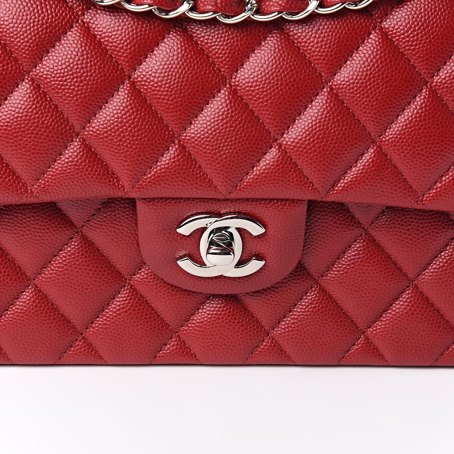 Caviar Quilted Small Double Flap Red