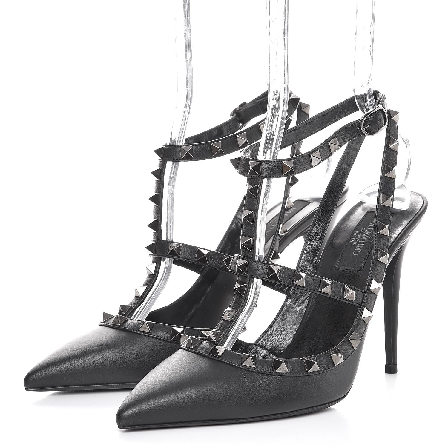 Valentino Garavani Nappa Rockstud Ankle Strap Pumps 39 Black 2 of 10