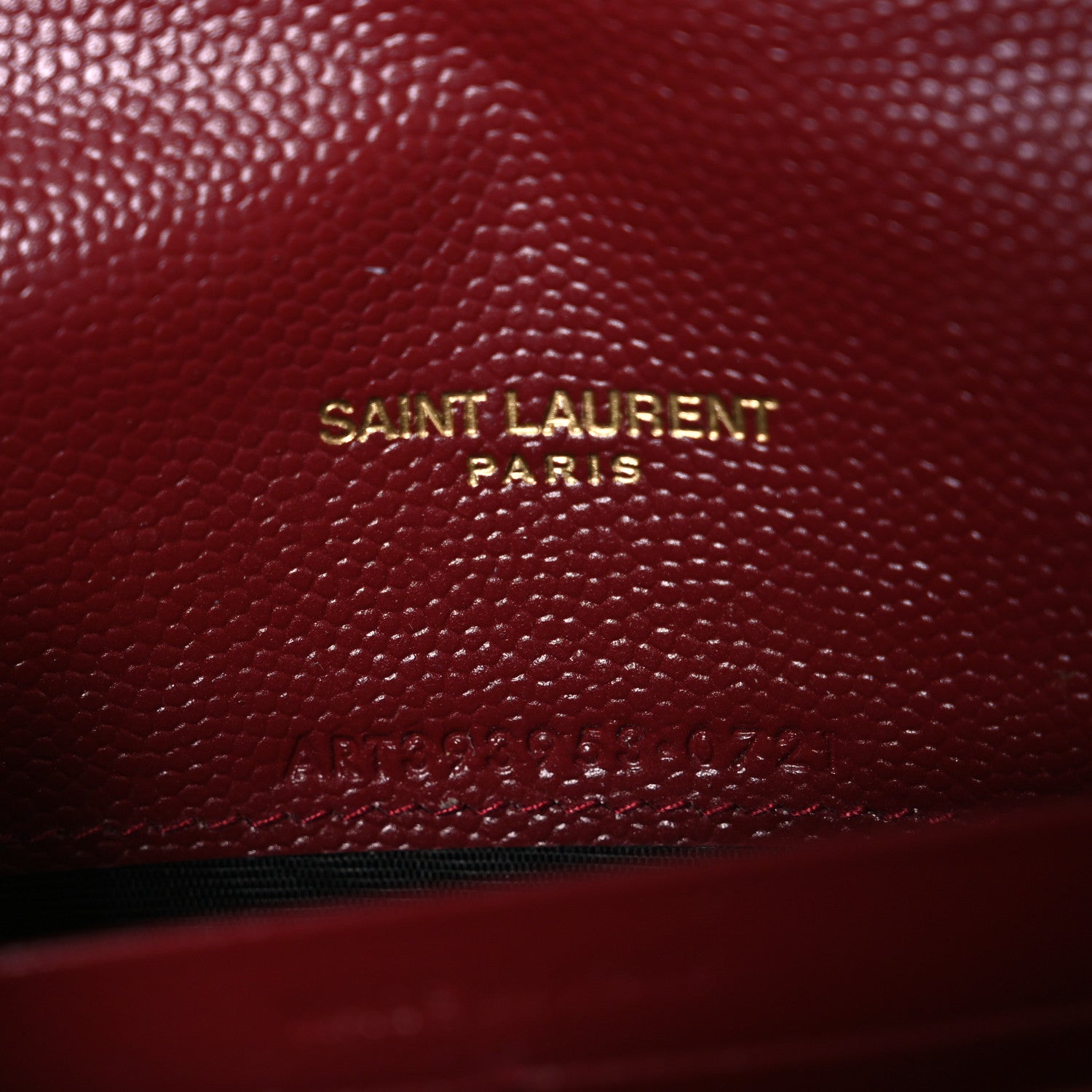 Saint Laurent Grain De Poudre Matelasse Chevron Monogram Envelope Chain Wallet New Red 7 of 11
