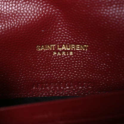 Saint Laurent Grain De Poudre Matelasse Chevron Monogram Envelope Chain Wallet New Red 7 of 11