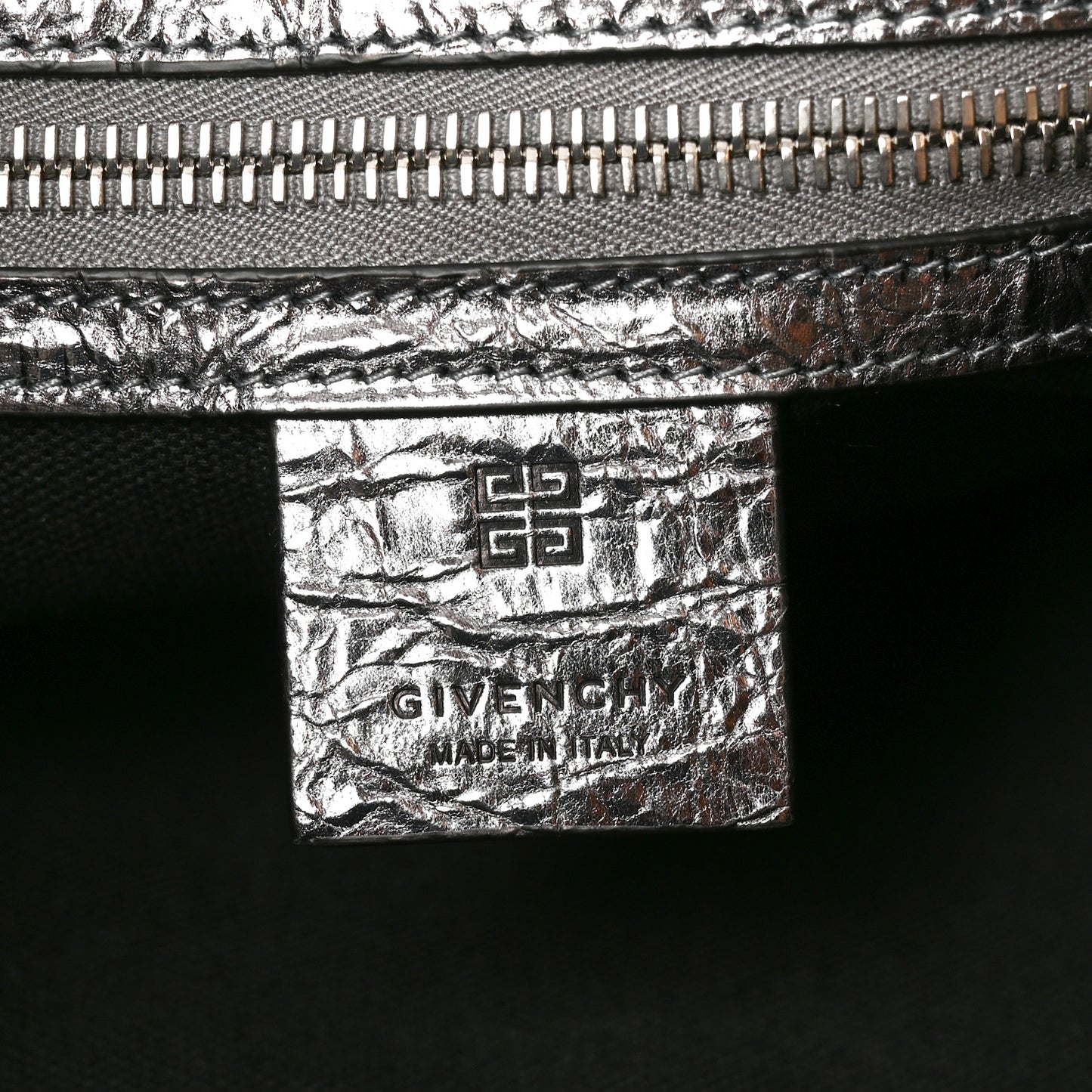 Metallic Calfskin Medium Voyou Bag Silver