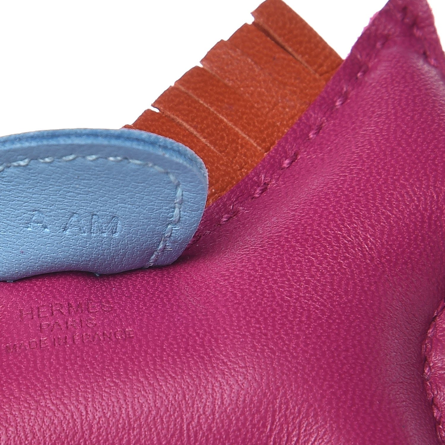Hermes Milo Lambskin Grigri Rodeo Horse Bag Charm PM Rose Pourpre Cornaline Celeste 3 of 4