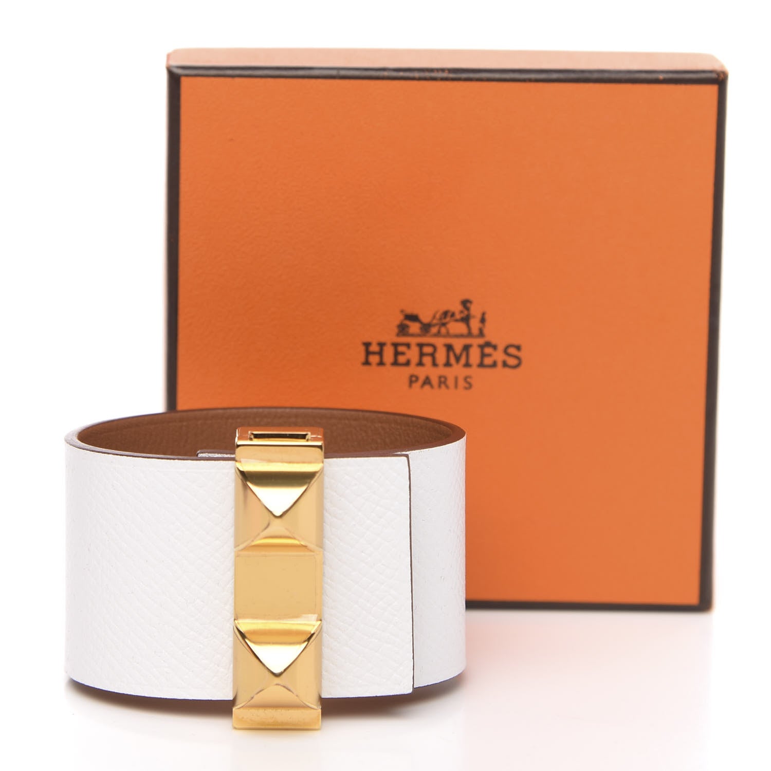 Hermes Epsom Swift Imprevisible Bracelet PM White Gold 5 of 5