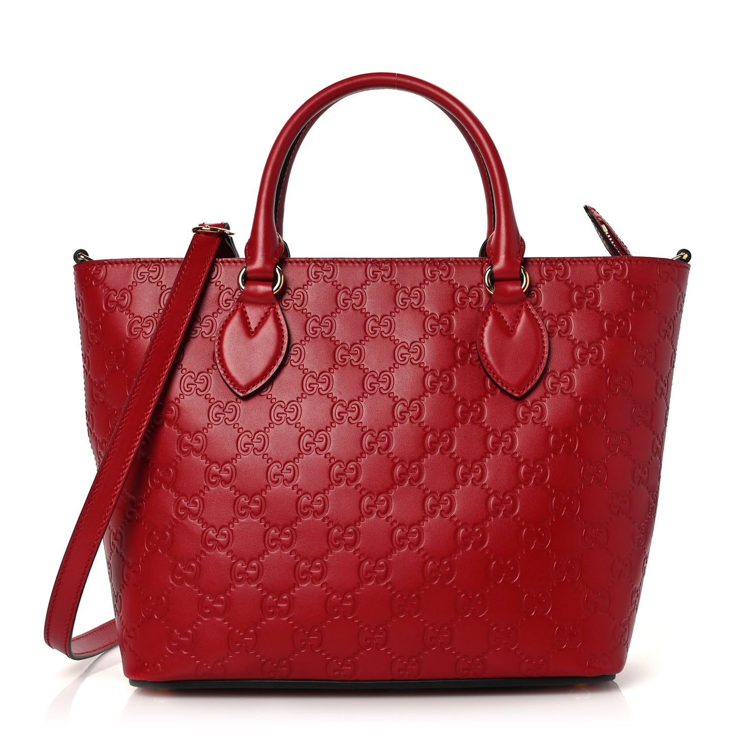 Guccissima Small Zippered Bucket Tote Hibiscus Red