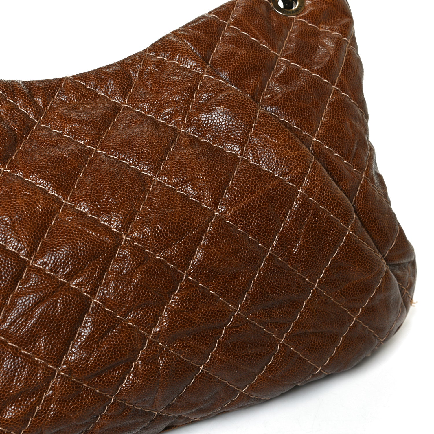 Chanel Crumpled Grained Calfskin Coco Pleats Hobo Brown 13 of 17
