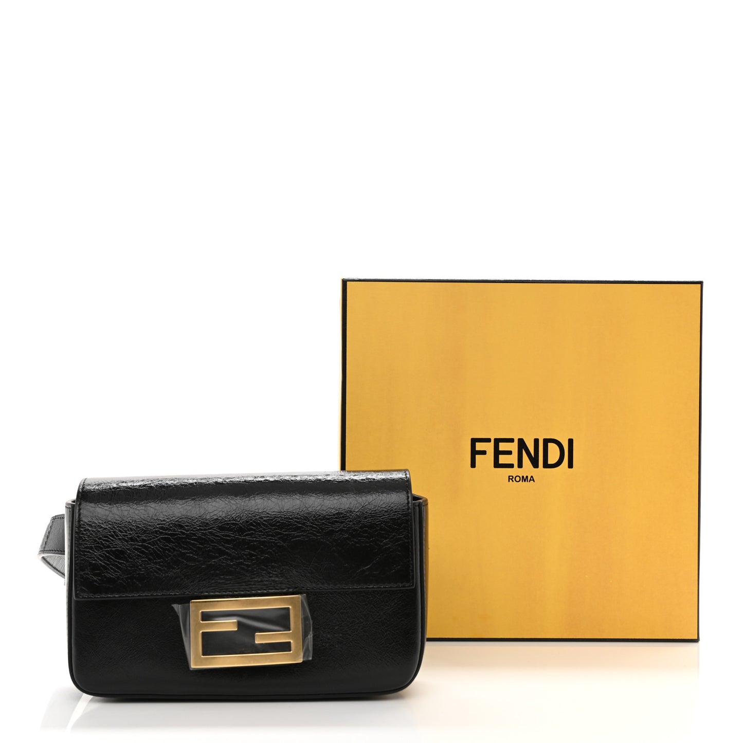 Agnello Old Shine Hip Belt Baguette Bag Black