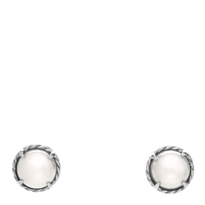 David Yurman Sterling Silver Pearl 10mm Chatelaine Earrings 1 of 4