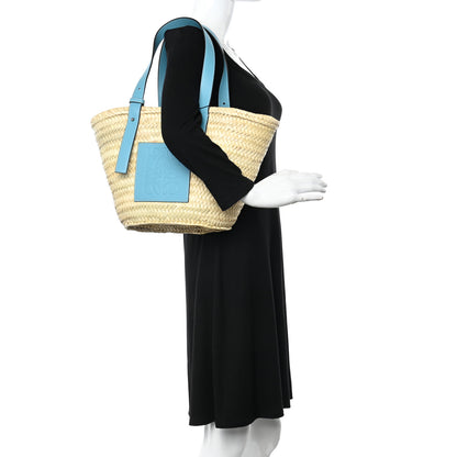 Loewe Raffia Basket Tote Bag Natural Light Blue 3 of 11