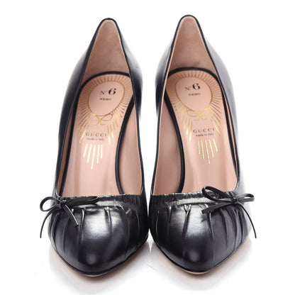 Gucci Nappa Bow High Heel Pumps 38.5 Black 5 of 11