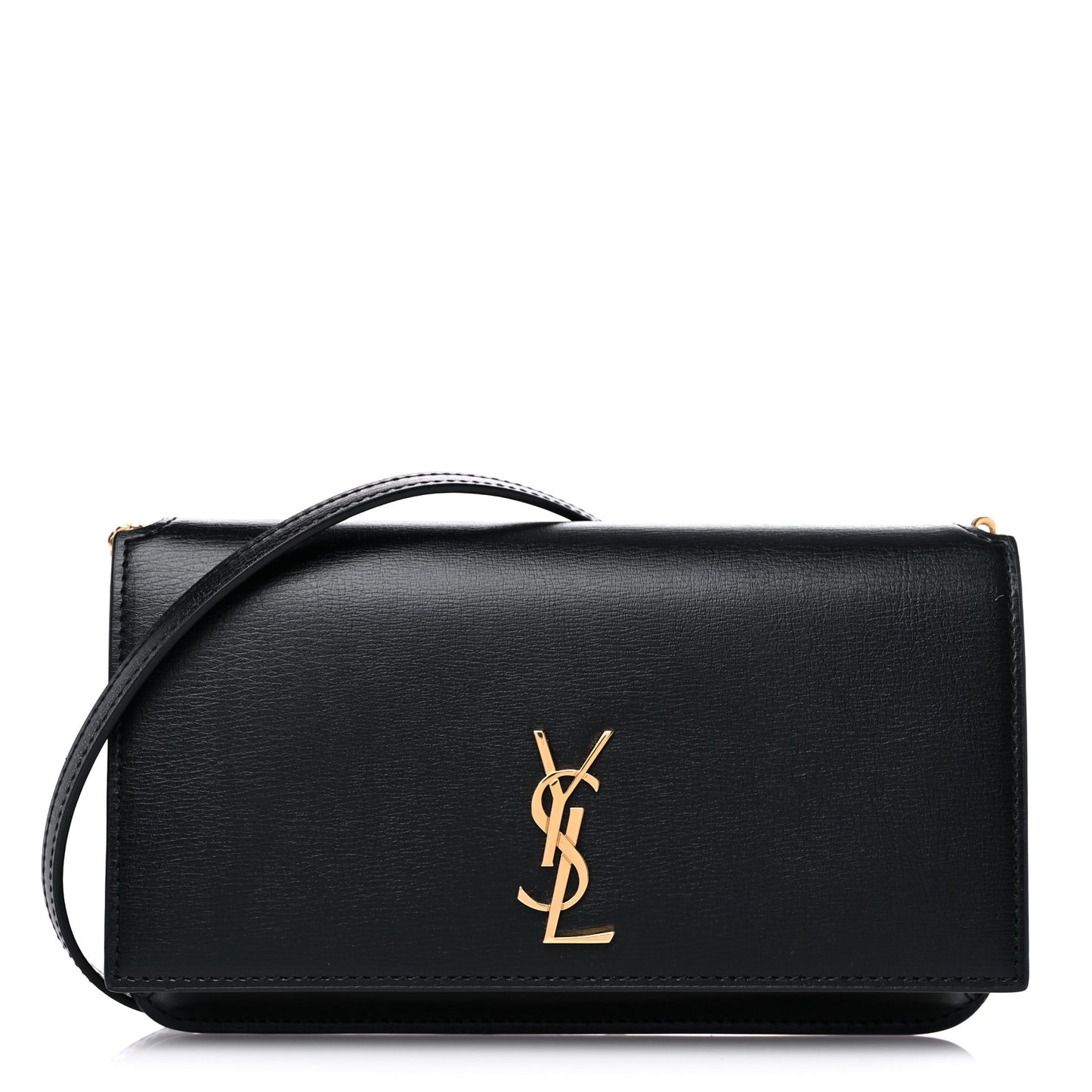 Smooth Calfskin Monogram Phone Holder Crossbody Black