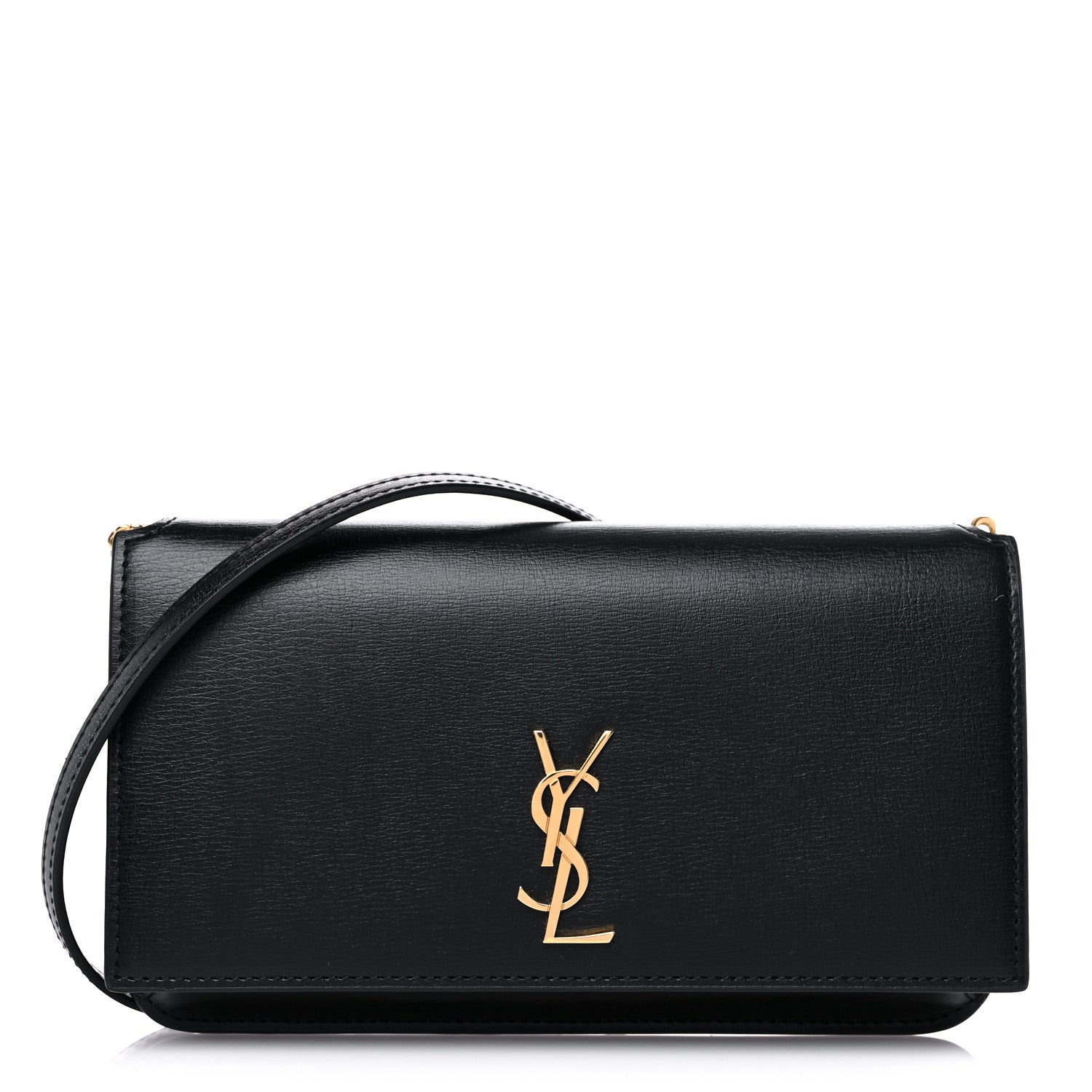 Saint Laurent Smooth Calfskin Monogram Phone Holder Crossbody Black 1 of 9