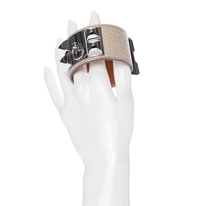 Hermes Matte Alligator Collier de Chien CDC Bracelet S Beton 2 of 6