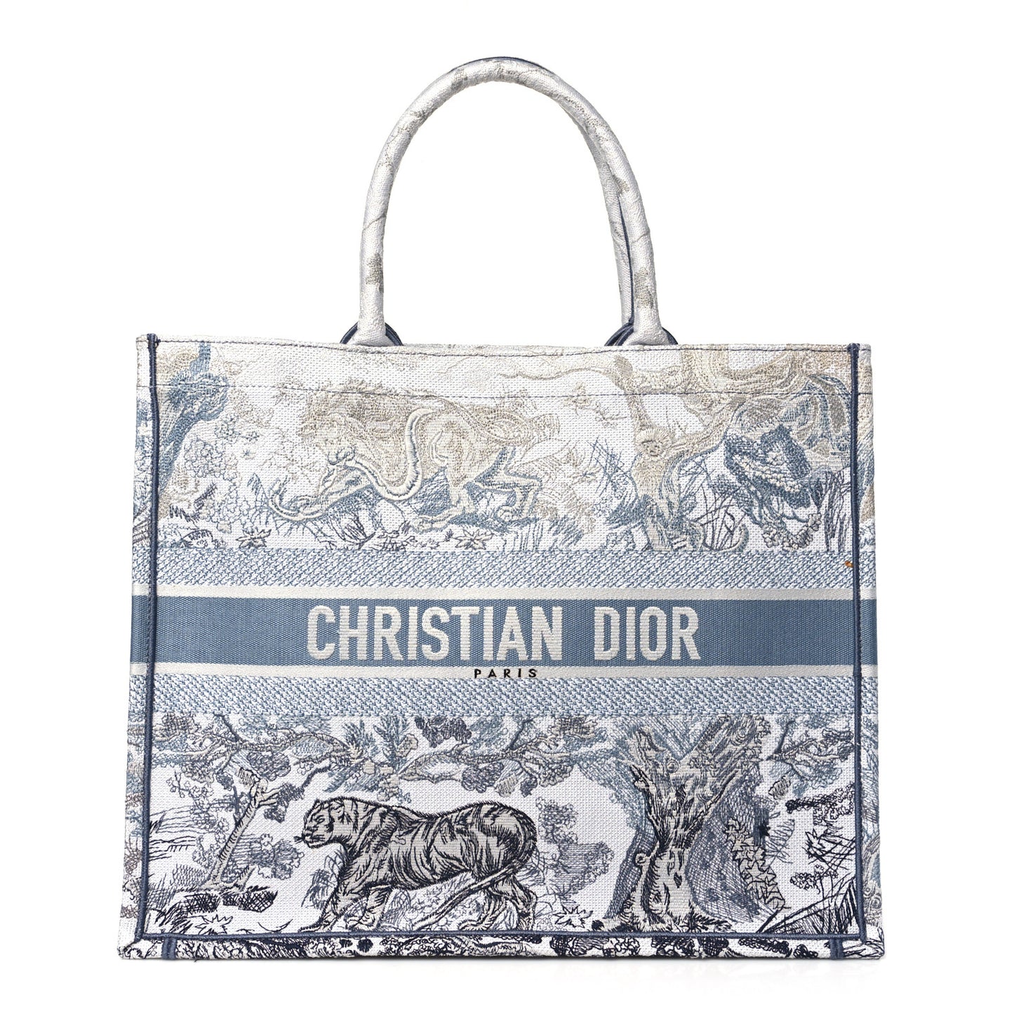 Gradient Canvas Embroidered Large Dioriviera Toile De Jouy Book Tote Blue