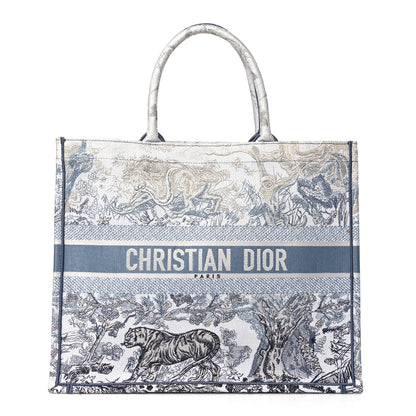 Christian Dior Gradient Canvas Embroidered Large Dioriviera Toile De Jouy Book Tote Blue 1 of 12