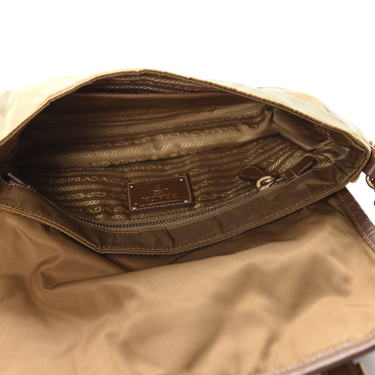 Tessuto Nylon Saffiano Small Messenger Bag Tobacco