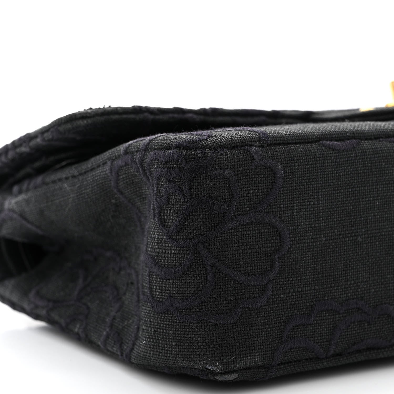Chanel Canvas Camellia Embroidered Small Double Flap Black 9 of 13