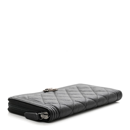 Chanel Caviar Quilted Boy Long Zip Around Wallet Black 4 of 8