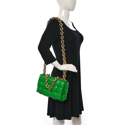 Bottega Veneta Lambskin Maxi Intreccio Padded Chain Cassette Crossbody Bag Parakeet 2 of 15