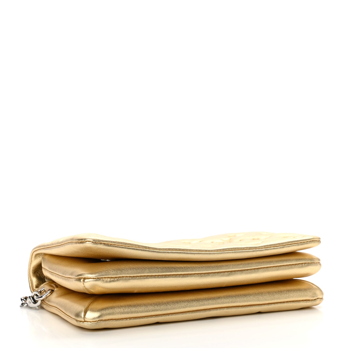 Metallic Lambskin Embossed Monogram Pochette Coussin Gold