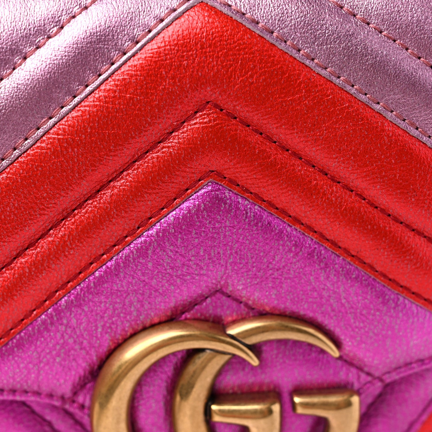 Gucci Metallic Calfskin Matelasse Small GG Marmont Shoulder Bag Fuchsia 12 of 12