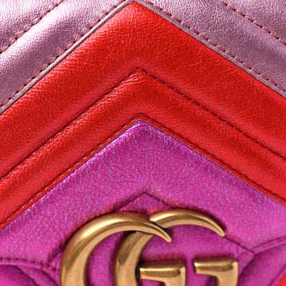 Gucci Metallic Calfskin Matelasse Small GG Marmont Shoulder Bag Fuchsia 12 of 12