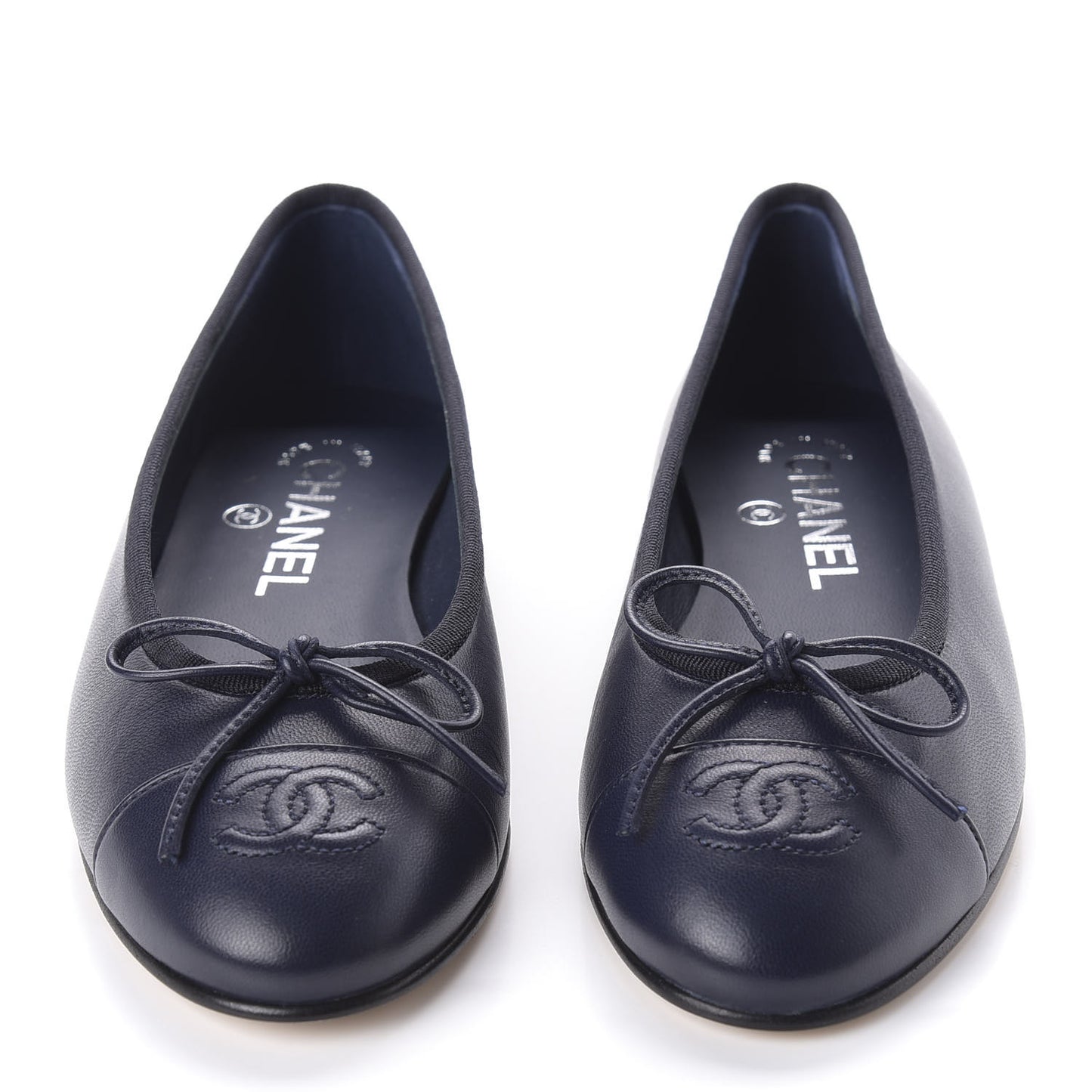 Lambskin CC Cap Toe Ballerina Flats 35 Navy