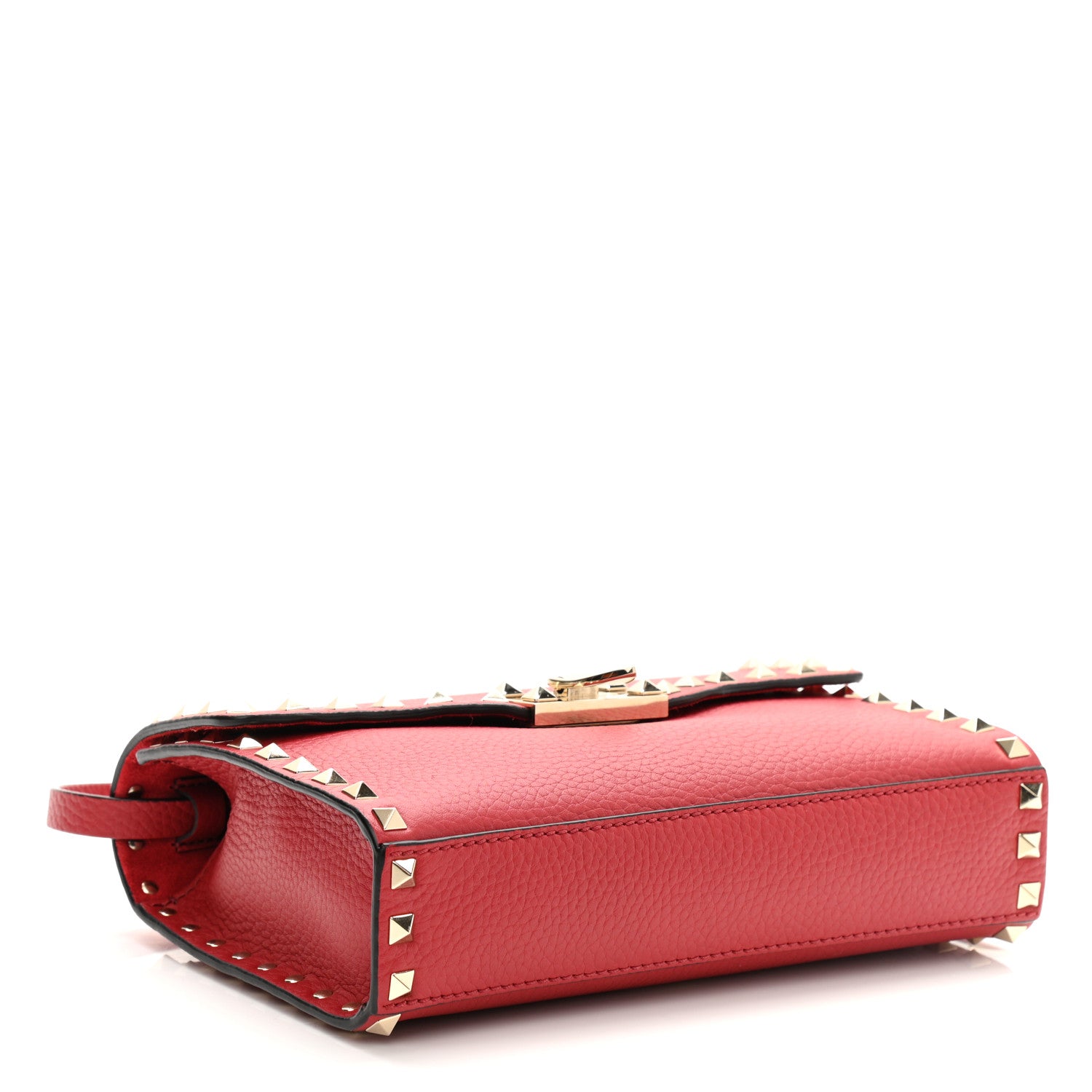 Valentino Garavani Pebbled Calfskin Medium Rockstud Flip Lock Crossbody Bag Red 4 of 10