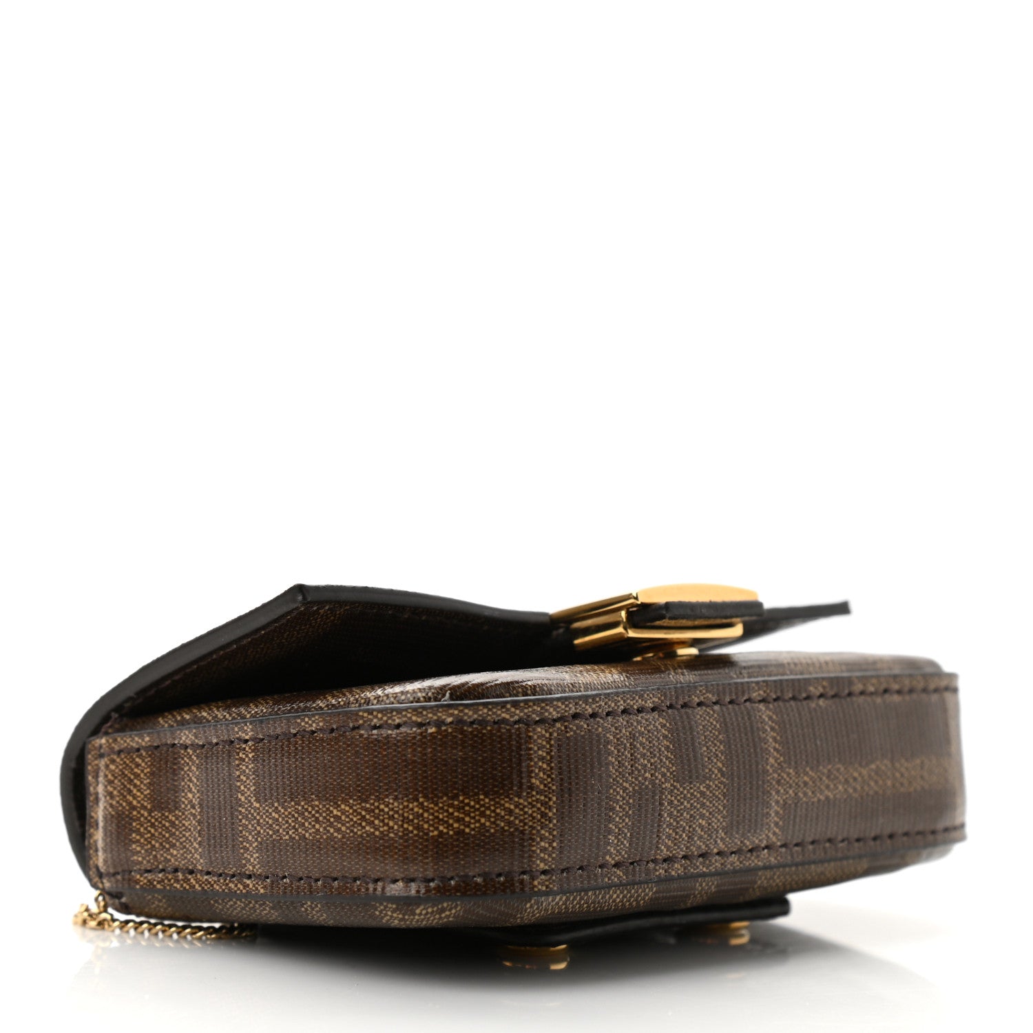 Fendi Glazed Fabric FF 1974 Nano Baguette Belt Charm Mogano Panna 4 of 10