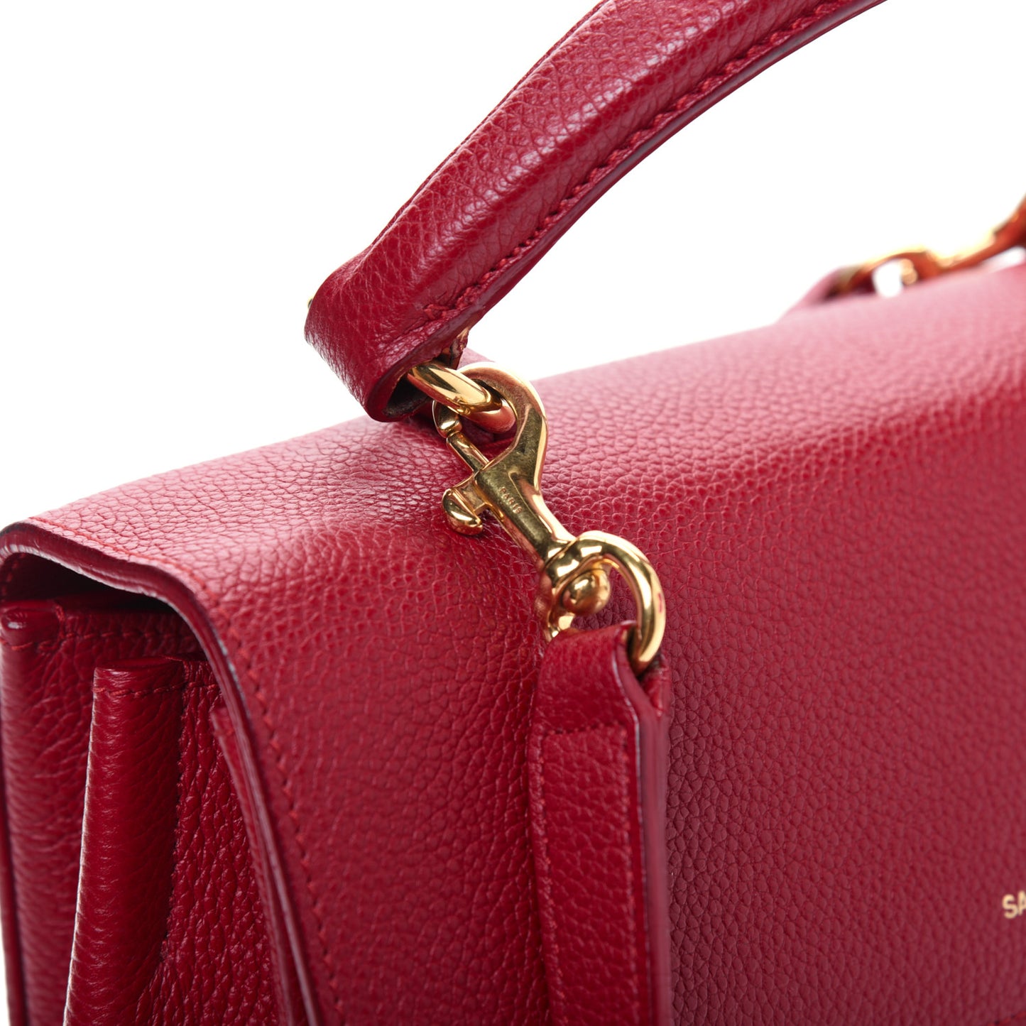 Grained Calfskin Small Moujik Top Handle Bag Red