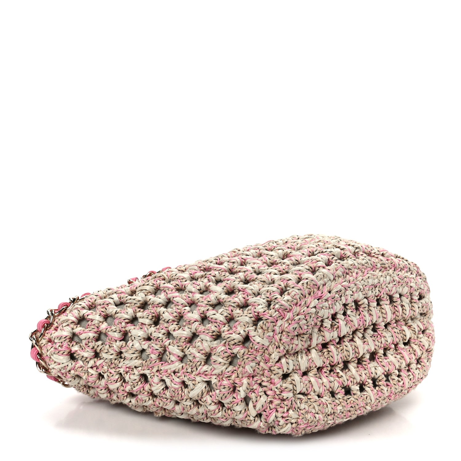 Chanel Mixed Fibers Calfskin Crochet Small Shopping Bag Beige Pink 4 of 11