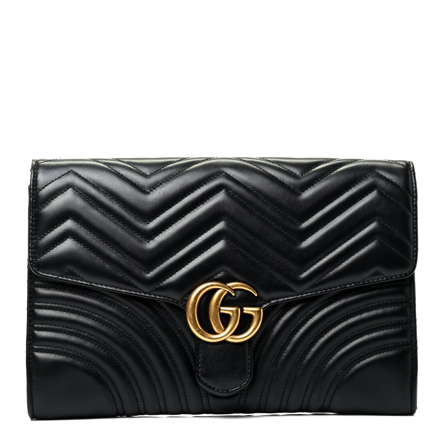 Calfskin Matelasse GG Marmont Clutch Black