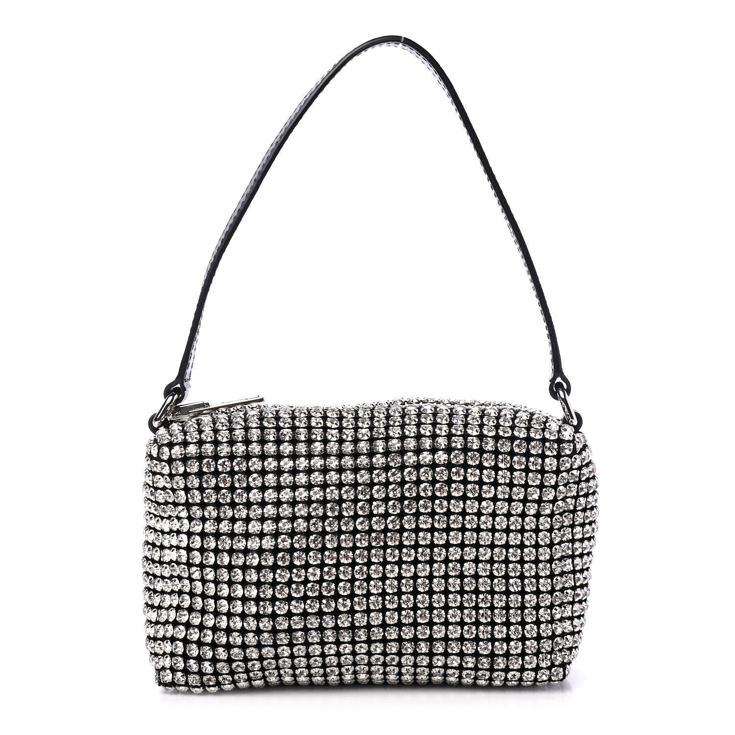 Alexander Wang Mesh Crystal Rhinestone Mini Heiress Pouch Black Silver 1 of 4