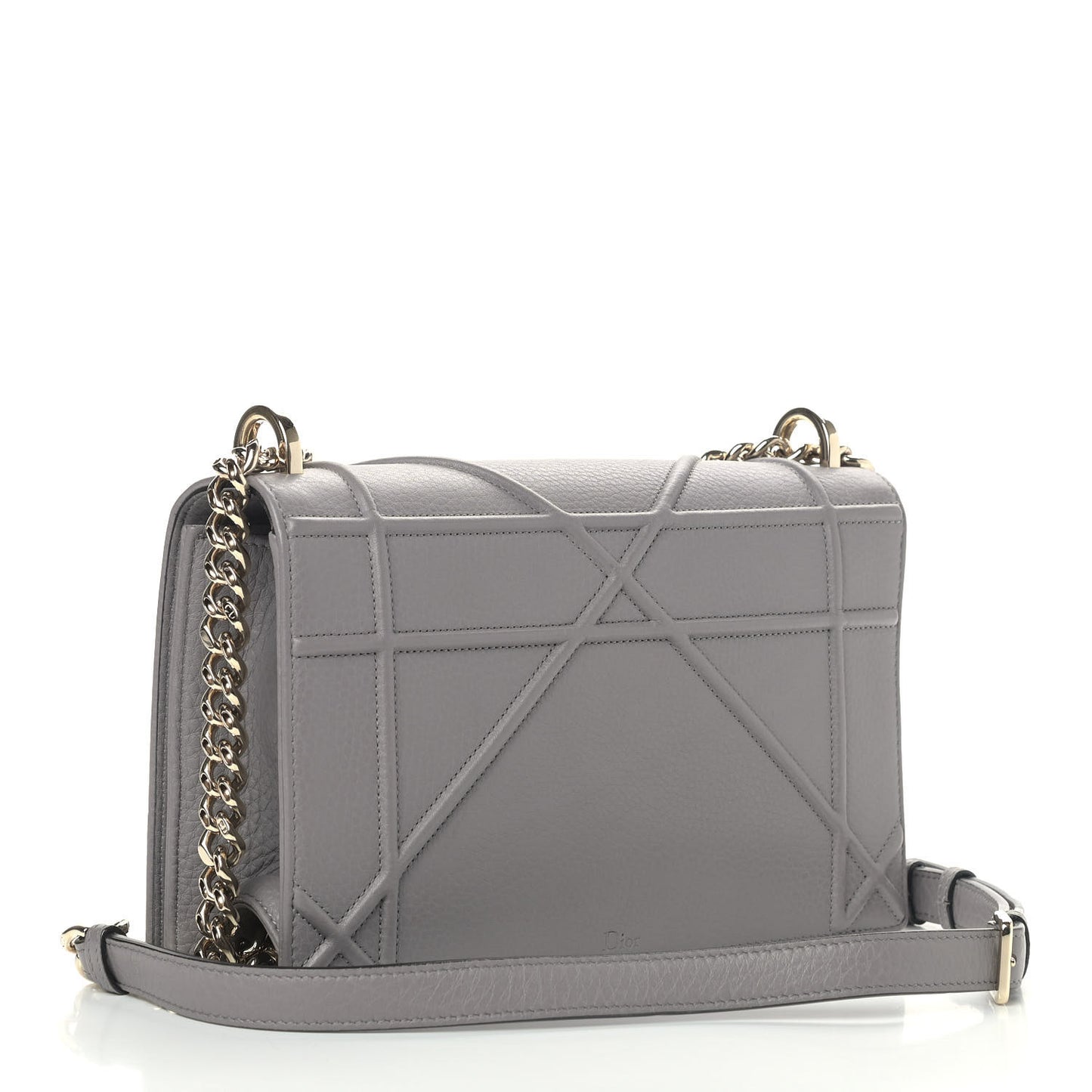 Grained Calfskin Medium Diorama Flap Bag Grey