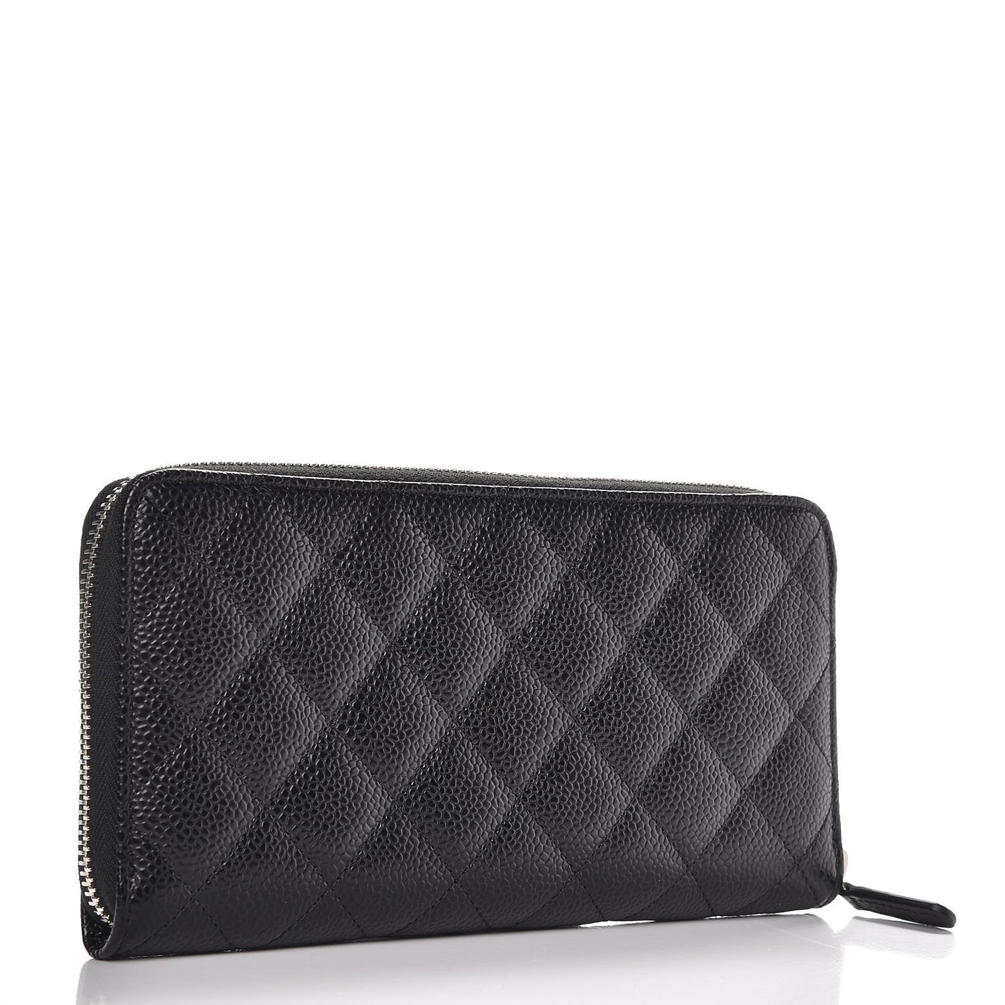 Caviar Quilted Large Gusset Zip Around Wallet Black