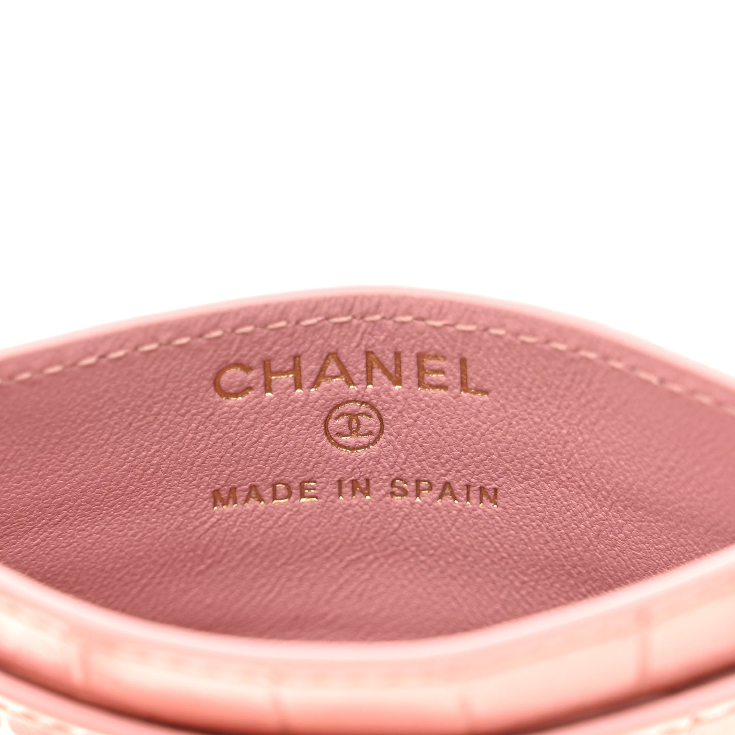 Calfskin Crocodile Embossed Crococo Card Holder Light Pink