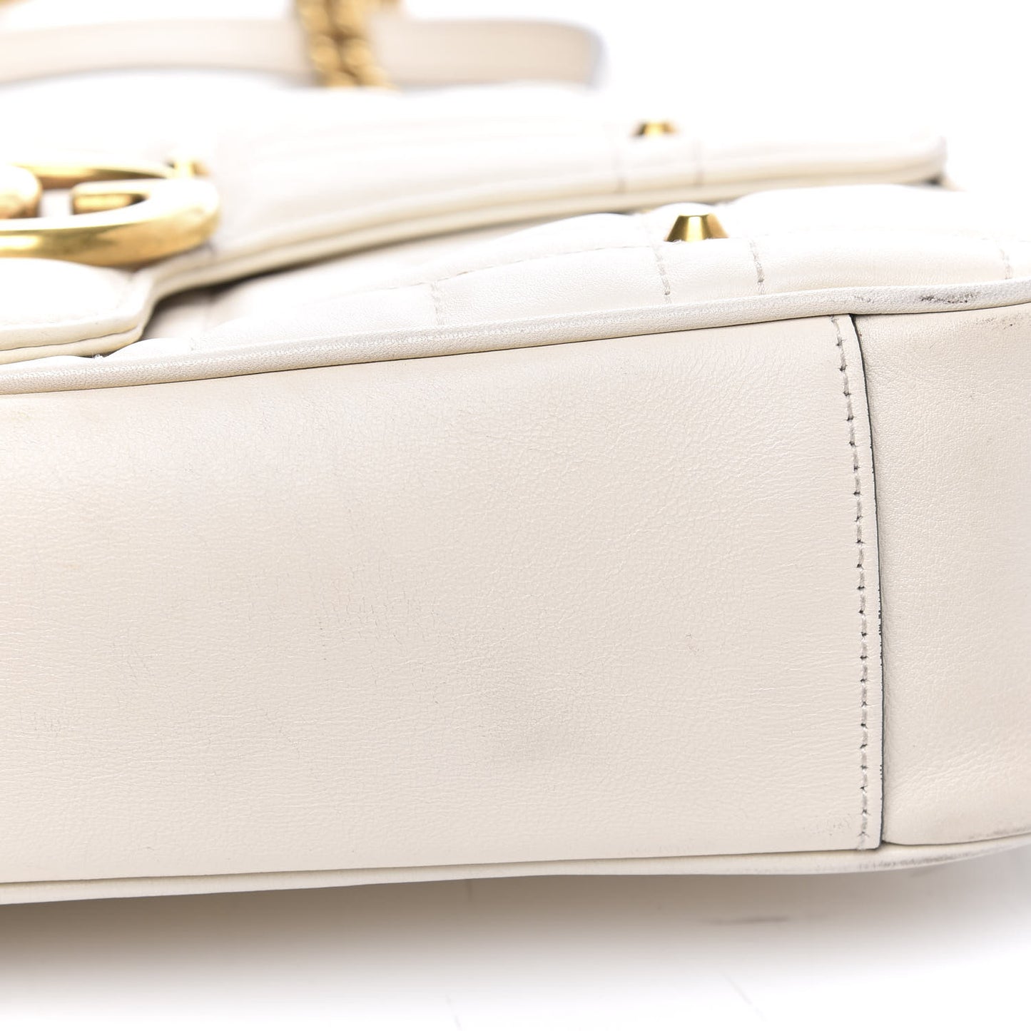 Calfskin Matelasse Studded Medium GG Marmont Shoulder Bag White