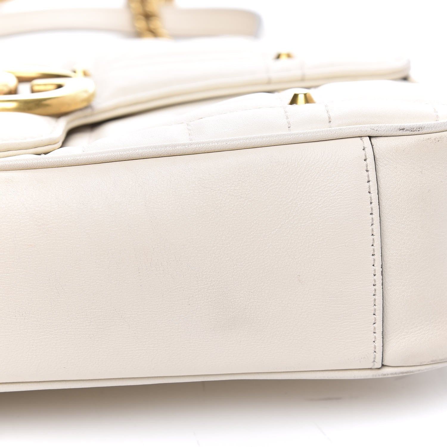 Gucci Calfskin Matelasse Studded Medium GG Marmont Shoulder Bag White 12 of 18