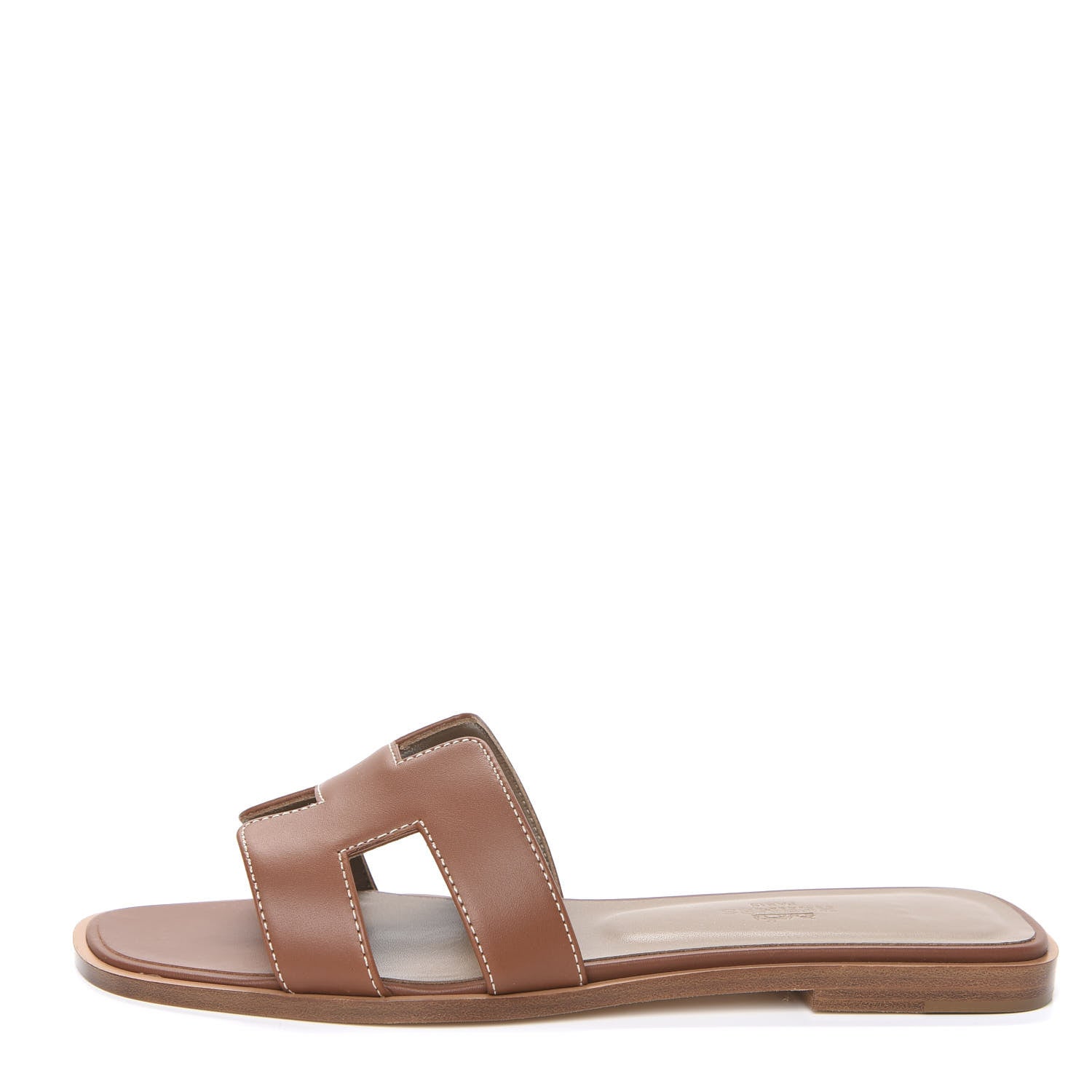 Hermes Box Calfskin Oran Sandals 38 Gold 1 of 9