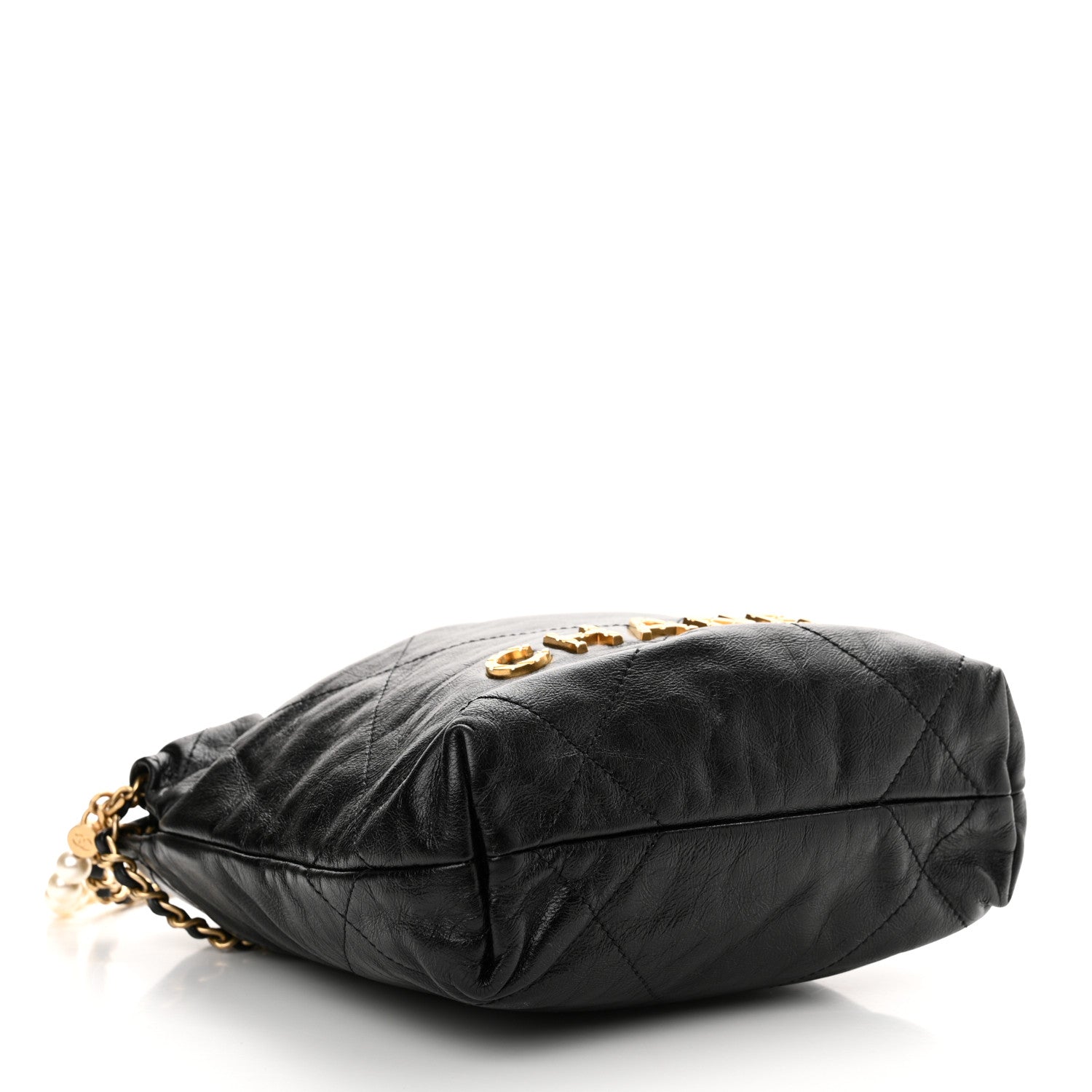 Chanel Shiny Crumpled Calfskin Quilted Pearl Mini Chanel 22 Black 4 of 10