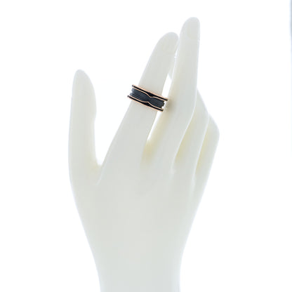 Bulgari 18K Rose Gold Black Ceramic Matte B.Zero1 Two-Band Ring 50 5.25 2 of 5
