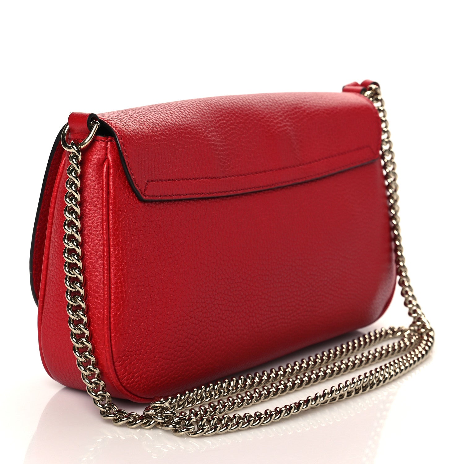 Gucci Pebbled Calfskin Medium Soho Flap Crossbody Vibrant Red 2 of 9