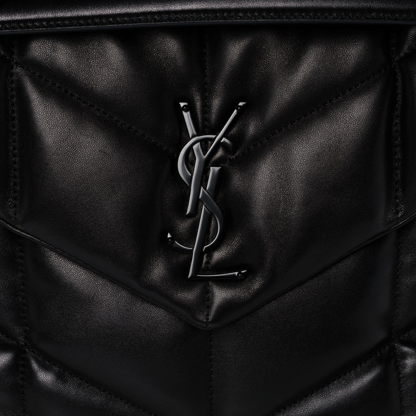 Lambskin Quilted Medium Loulou Puffer Monogram Chain Satchel Black