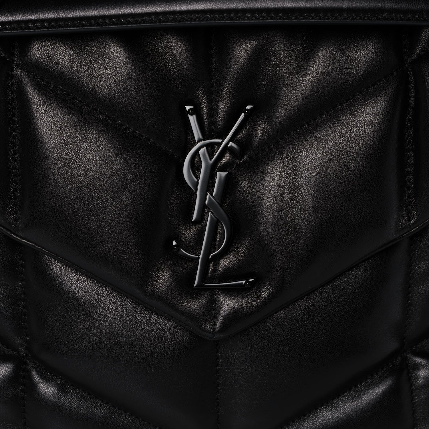 Saint Laurent Lambskin Quilted Medium Loulou Puffer Monogram Chain Satchel Black 9 of 16