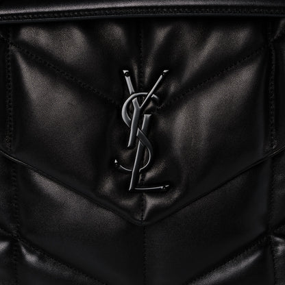 Saint Laurent Lambskin Quilted Medium Loulou Puffer Monogram Chain Satchel Black 9 of 16