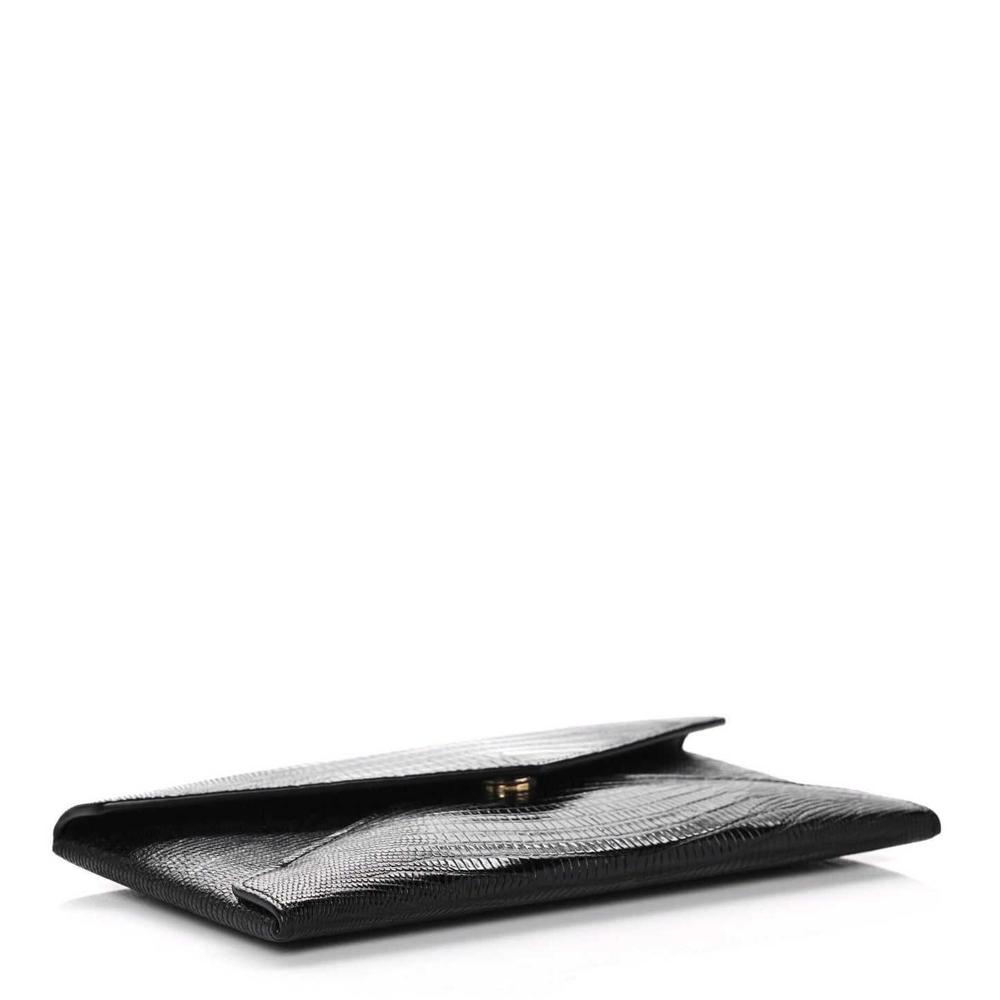 Calfskin Lizard Embossed Paloma Monogram Clutch Black