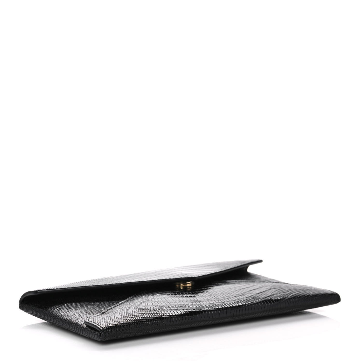 Saint Laurent Calfskin Lizard Embossed Paloma Monogram Clutch Black 4 of 11