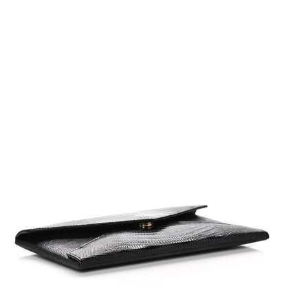 Saint Laurent Calfskin Lizard Embossed Paloma Monogram Clutch Black 4 of 11