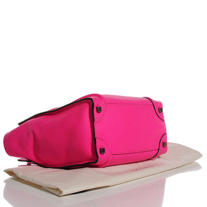 Celine Drummed Calfskin Micro Luggage Fluo Pink 4 of 8